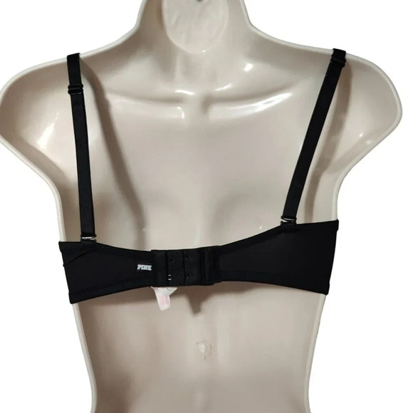 Victorias Secret PINK Wear Everywhere Push Up Pigeonnant Bra Size 32DD Black - Picture 3 of 9